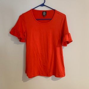 Red ruffle sleeve top